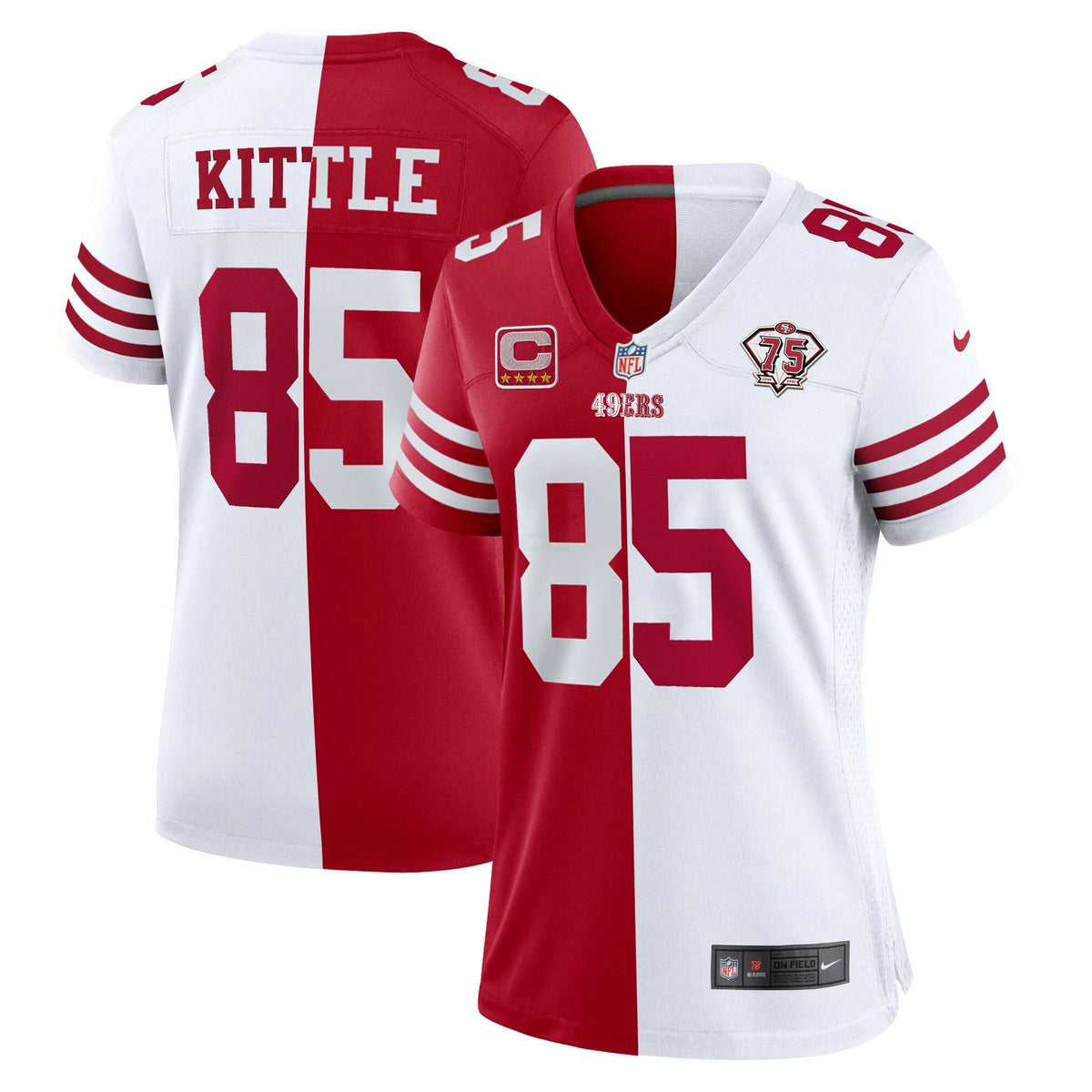 Jersey NFL Women’s 75th Anniversary Patch White Gold & Black Gold