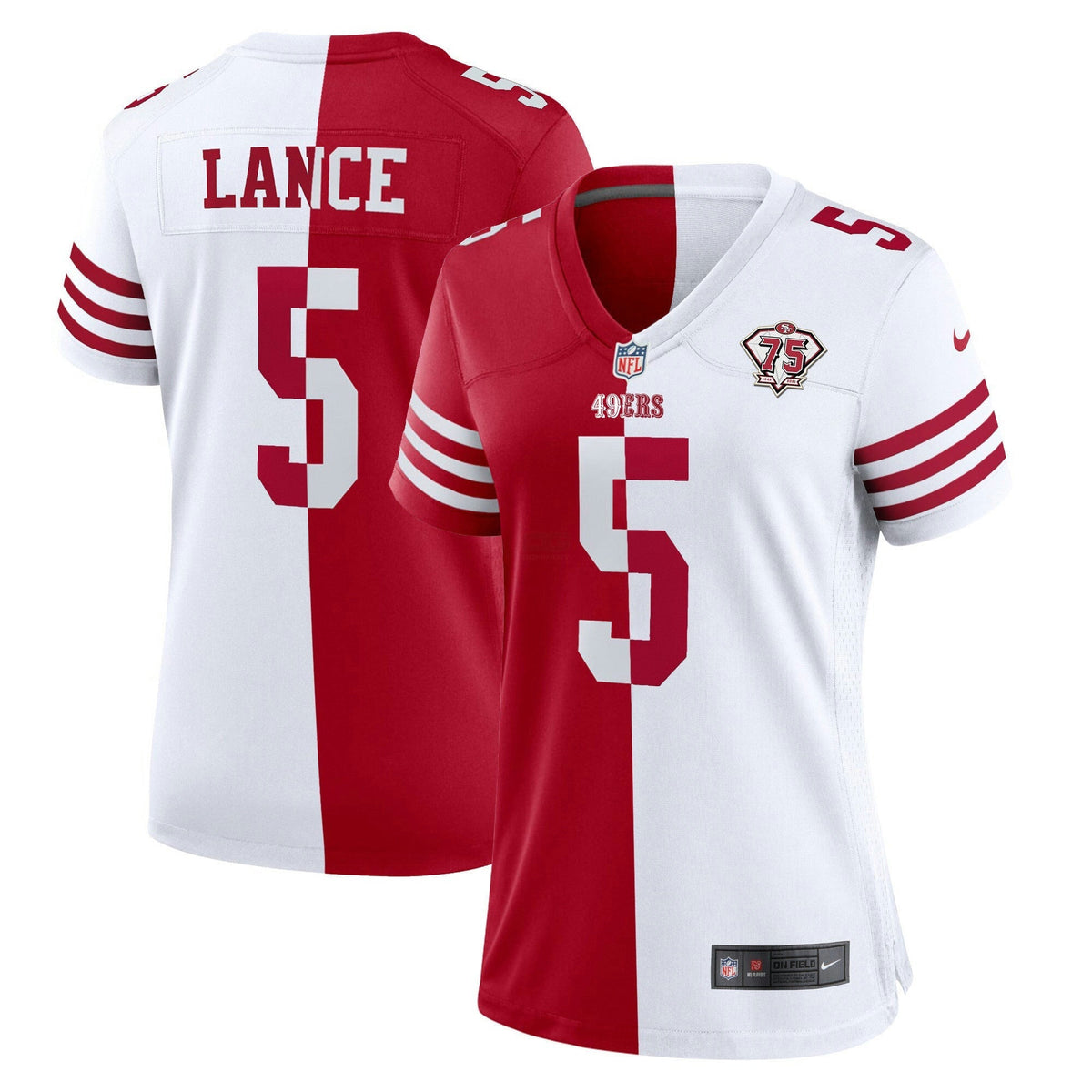 Jersey NFL Women’s 75th Anniversary Patch White Gold & Black Gold