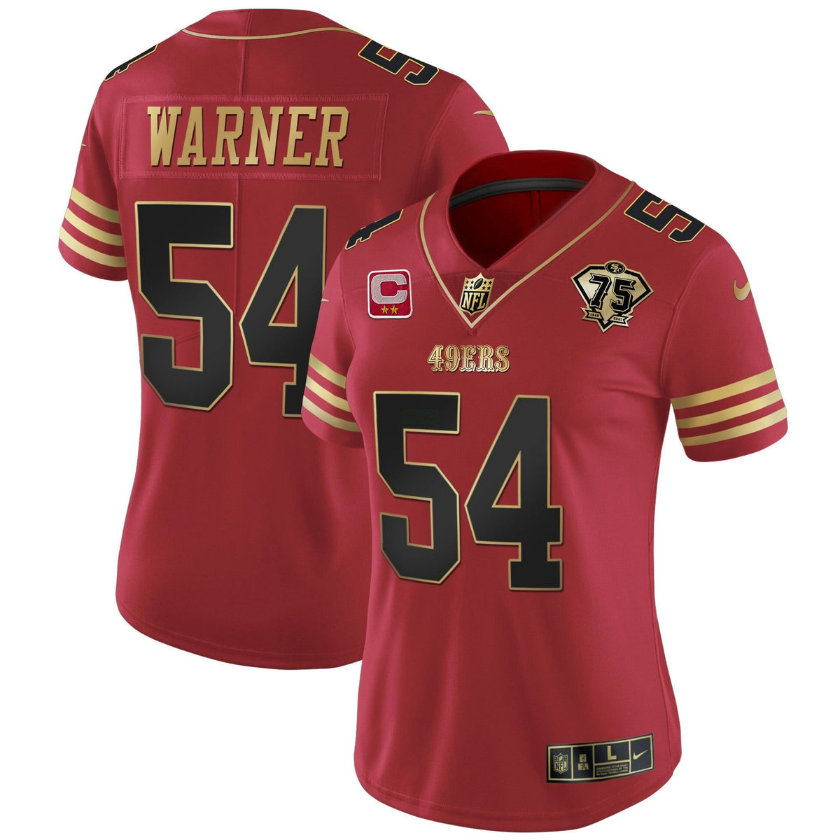 Jersey NFL Women’s 75th Anniversary Patch Vapor Black Red Gold Limited - Black Red