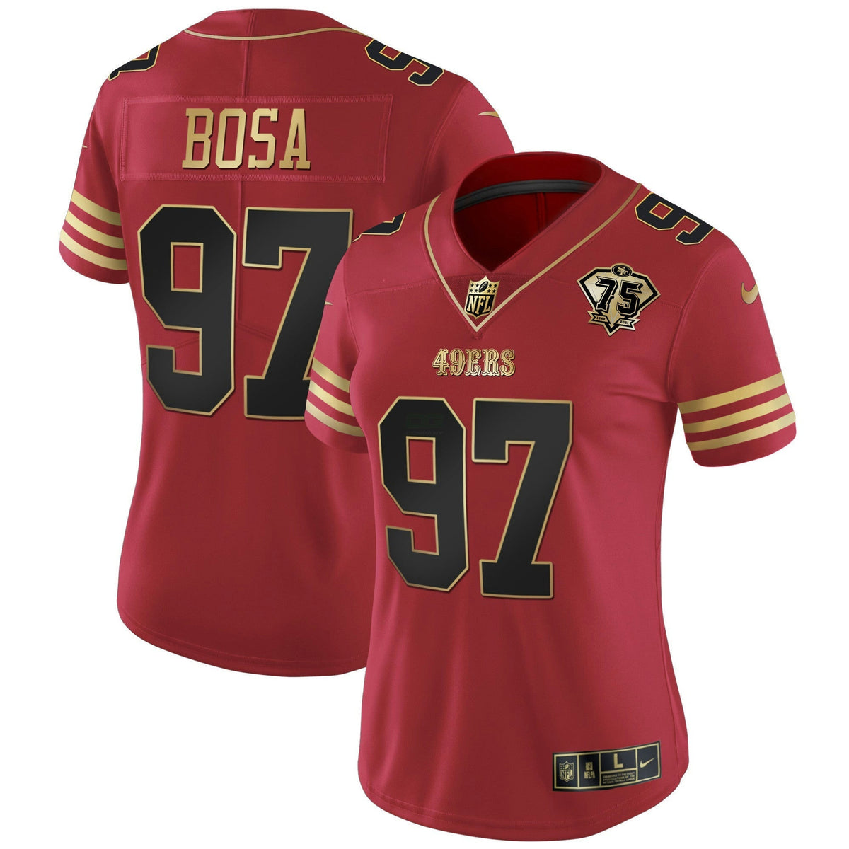 Jersey NFL Women’s 75th Anniversary Patch Vapor Black Red Gold Limited - Black Red