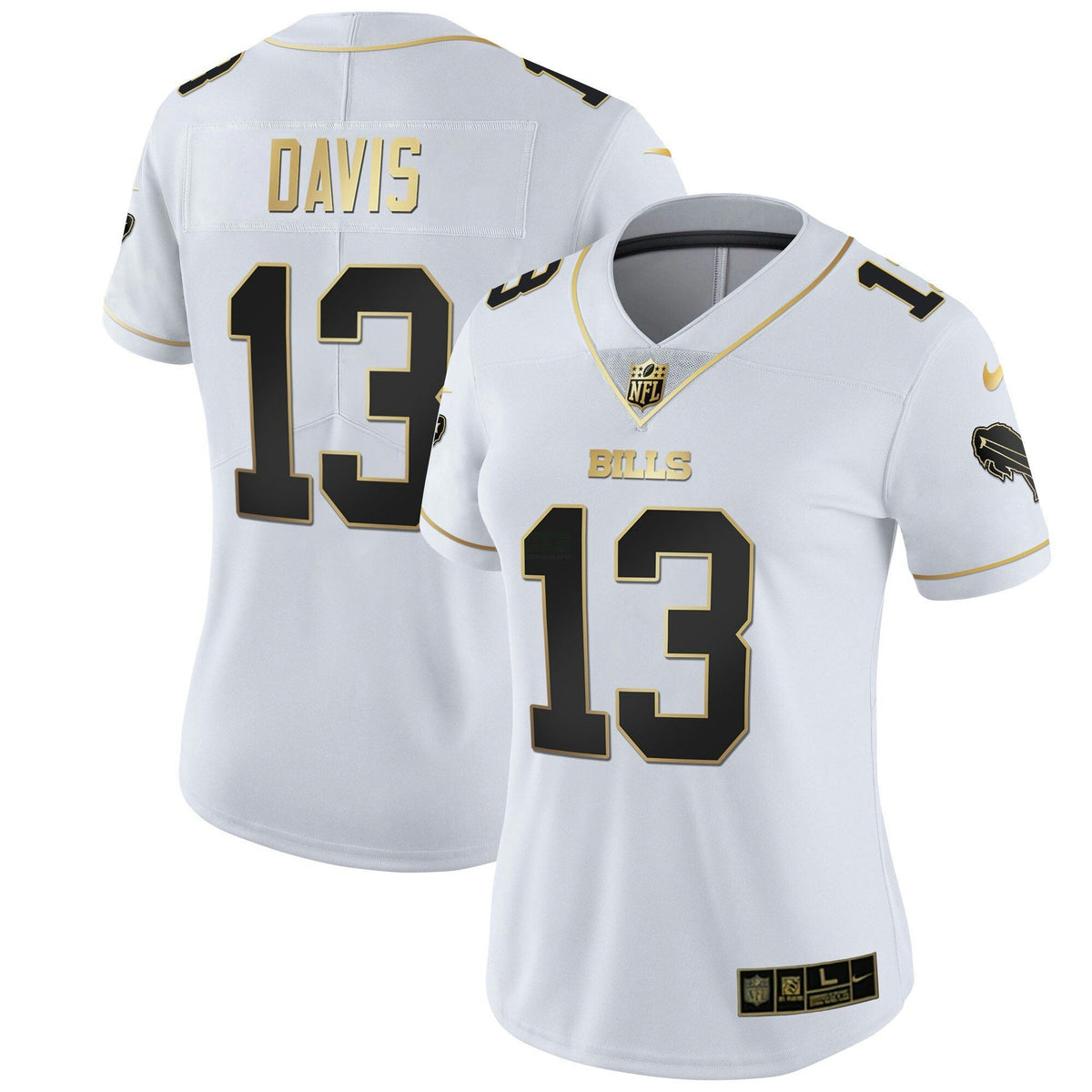 Jersey NFL Buffalo Bills Women’s White Gold & Black Gold