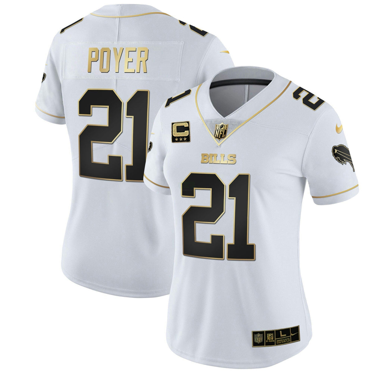 Jersey NFL Buffalo Bills Women’s White Gold & Black Gold