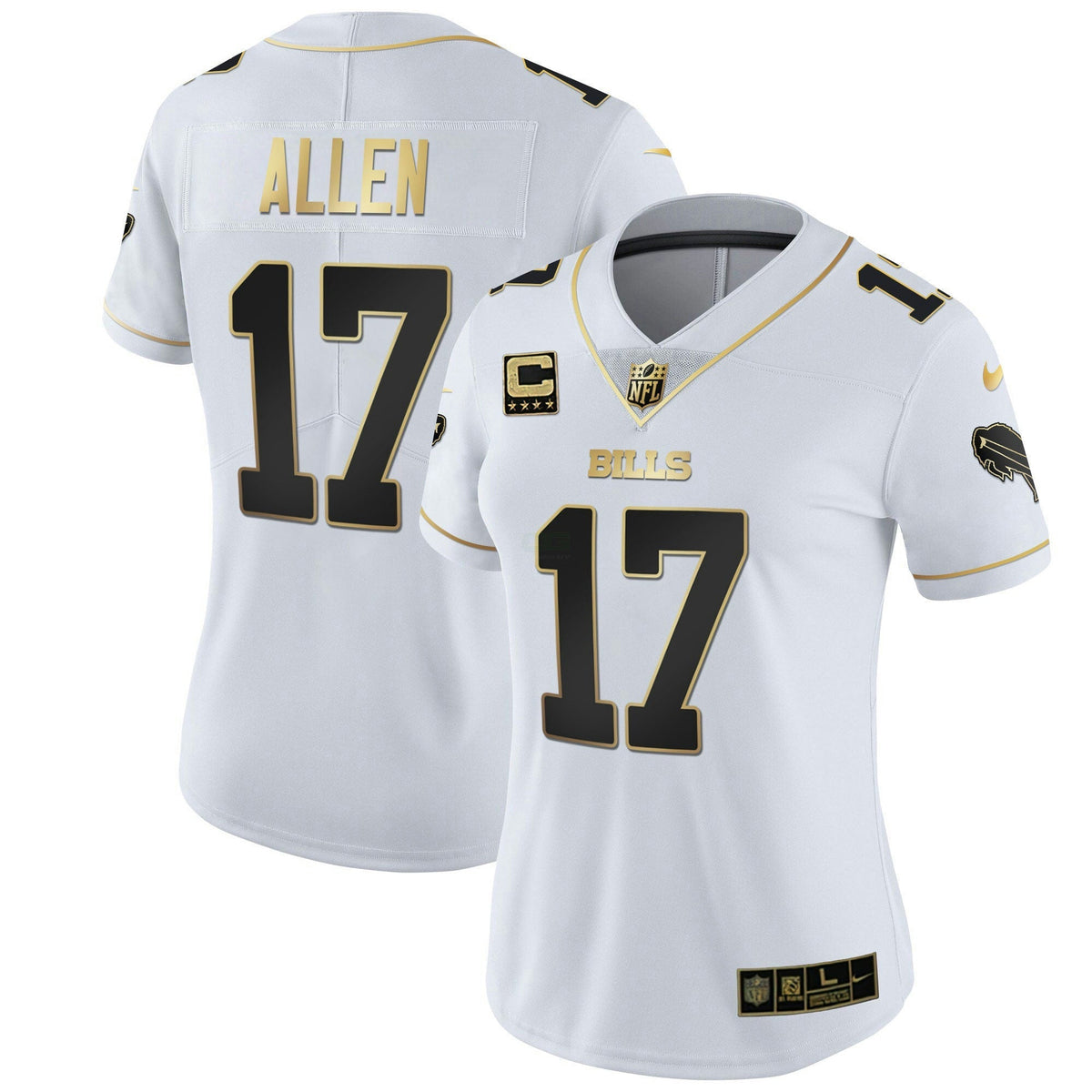 Jersey NFL Buffalo Bills Women’s White Gold & Black Gold