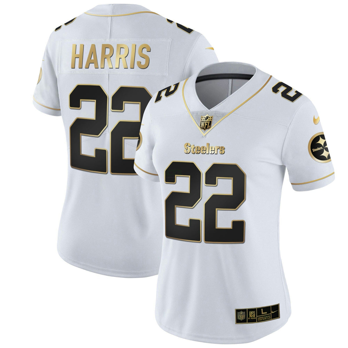 Jersey NFL Pittsburgh Steelers Women’s White Gold & Black Gold
