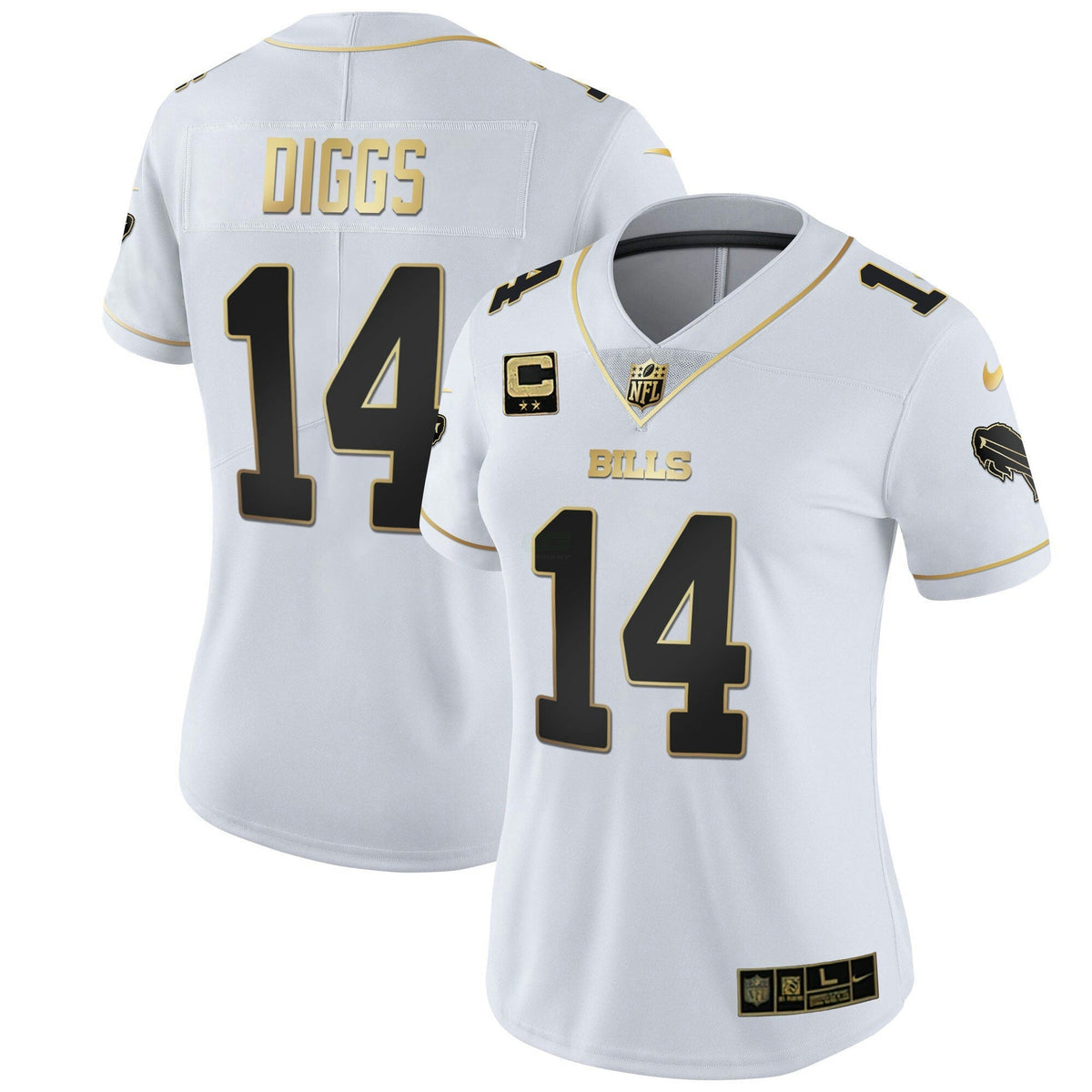 Jersey NFL Buffalo Bills Women’s White Gold & Black Gold