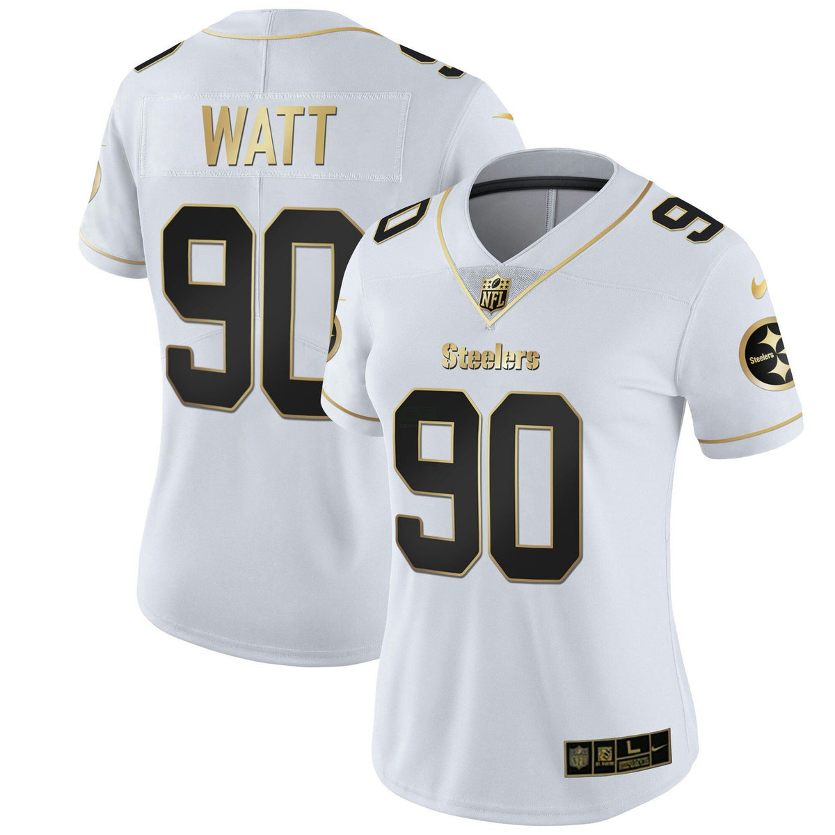 Jersey NFL Pittsburgh Steelers Women’s White Gold & Black Gold