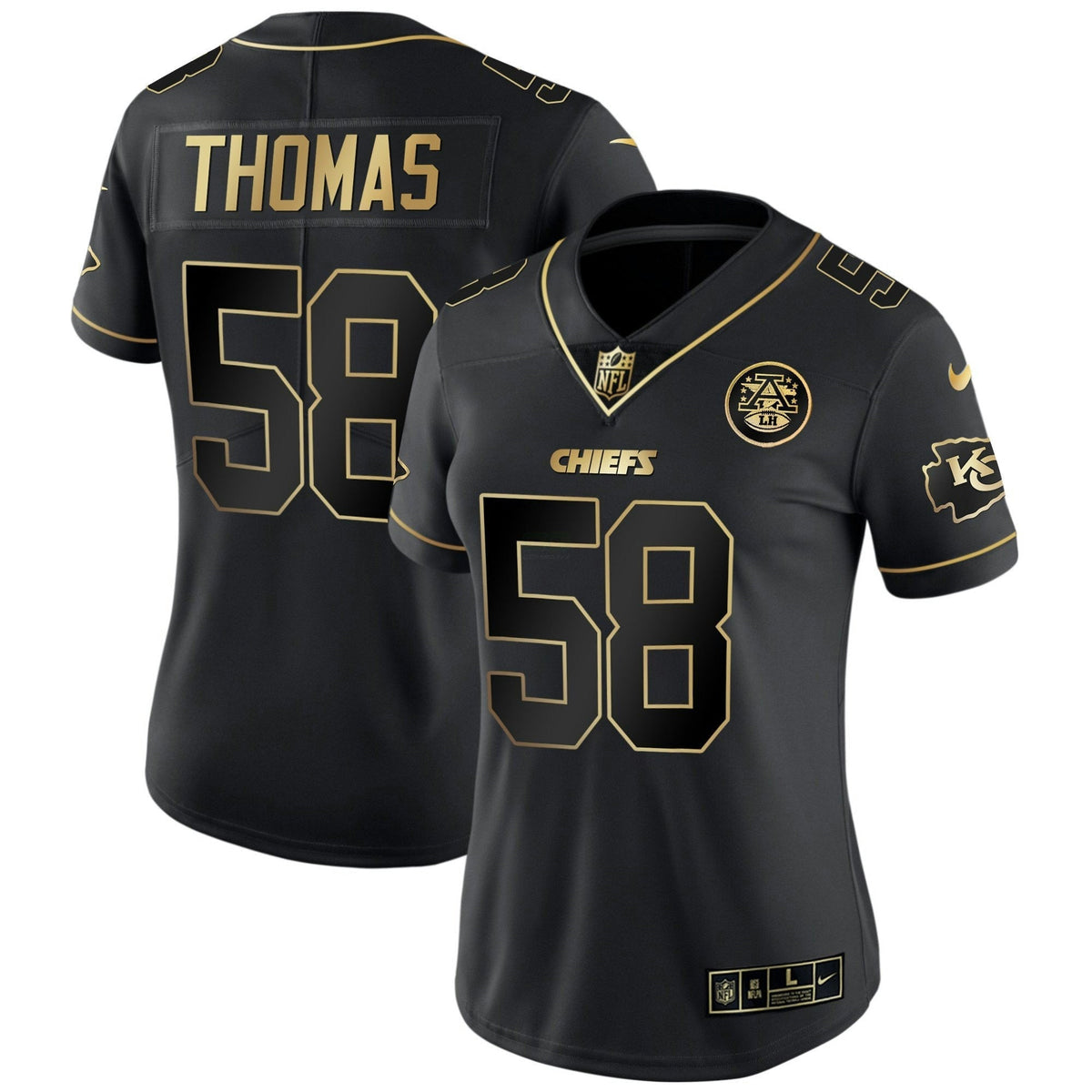 Jersey NFL Kansas City Chiefs Women’s White Gold & Black Gold