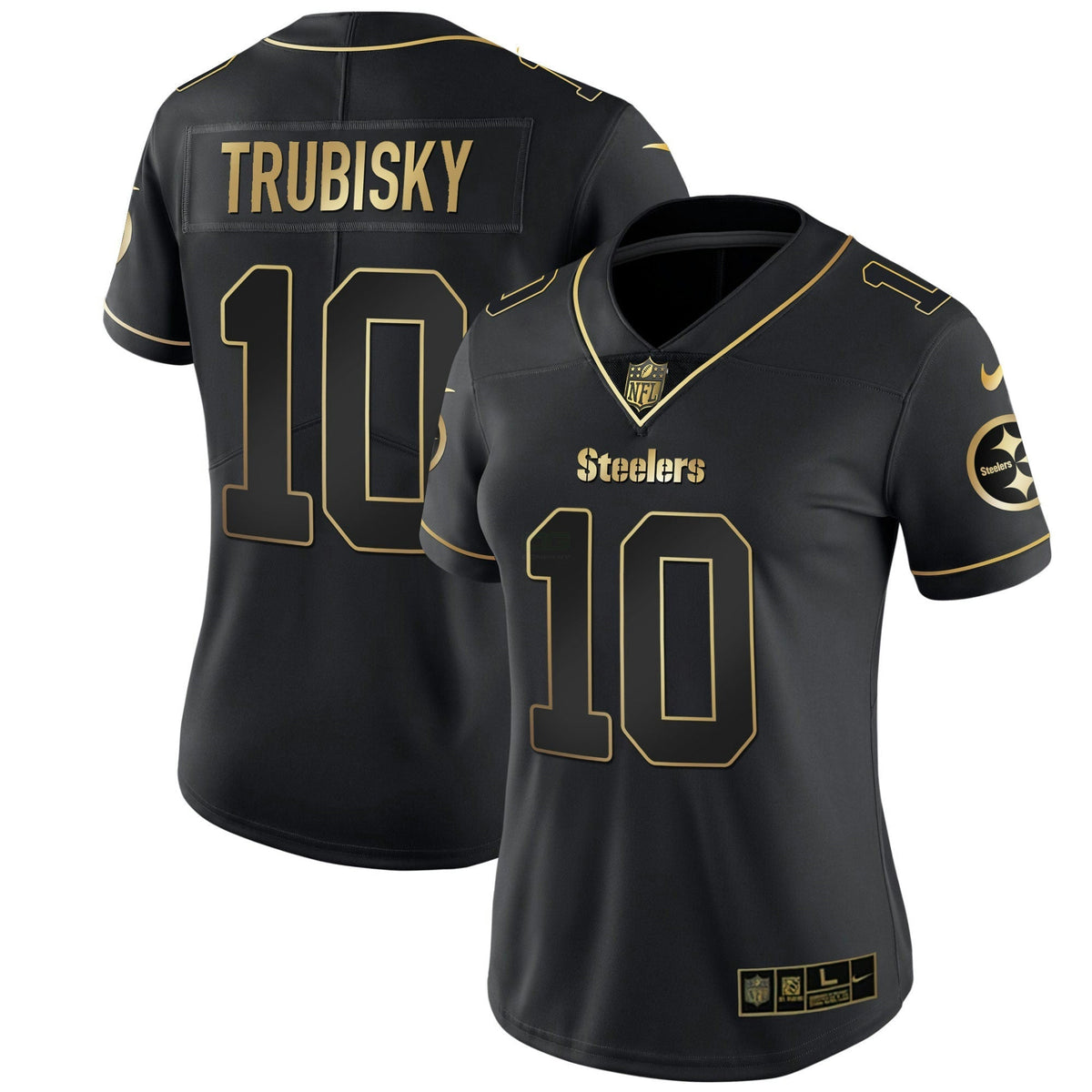 Jersey NFL Pittsburgh Steelers Women’s White Gold & Black Gold