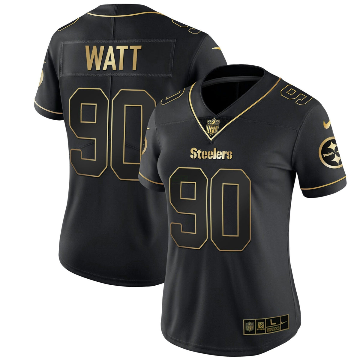 Jersey NFL Pittsburgh Steelers Women’s White Gold & Black Gold