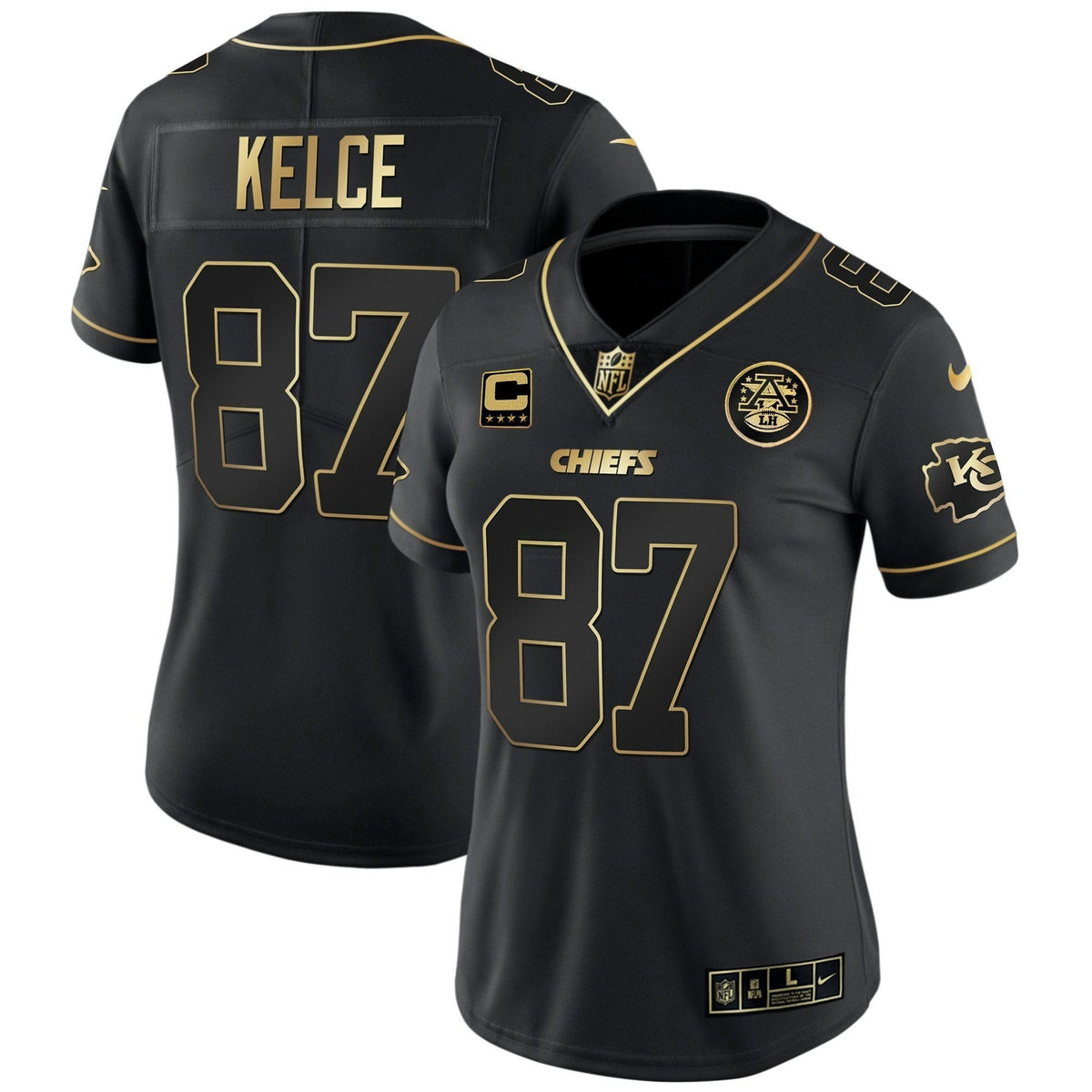 Jersey NFL Kansas City Chiefs Women’s White Gold & Black Gold