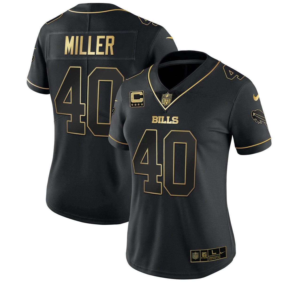 Jersey NFL Buffalo Bills Women’s White Gold & Black Gold