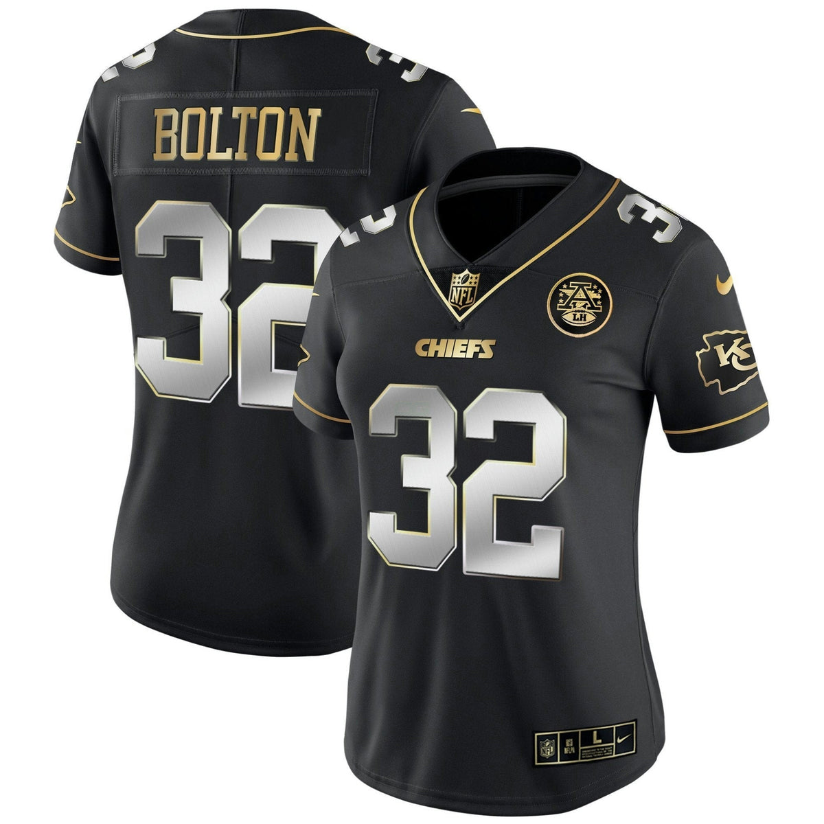 Jersey NFL Kansas City Chiefs Women’s White Gold & Black Gold