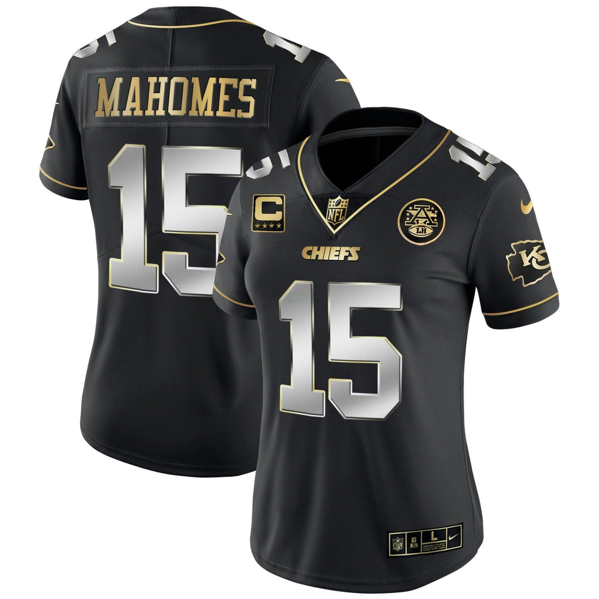 Jersey NFL Kansas City Chiefs Women’s White Gold & Black Gold