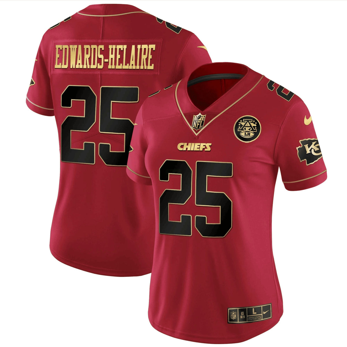 Jersey NFL Kansas City Chiefs Women’s White Gold & Black Gold