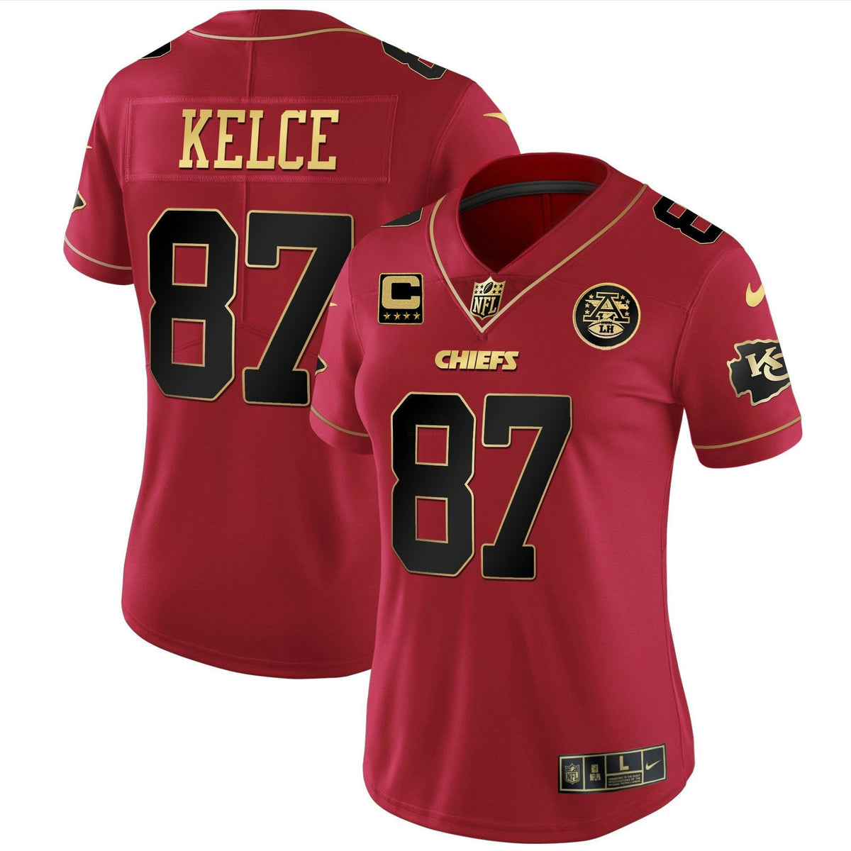 Jersey NFL Kansas City Chiefs Women’s White Gold & Black Gold