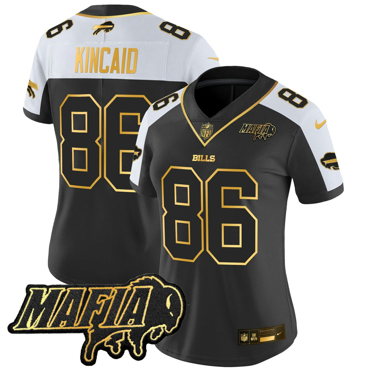 NFL Women’s Buffalo 2025 Mafia Patch Gold Vapor Limited Jersey