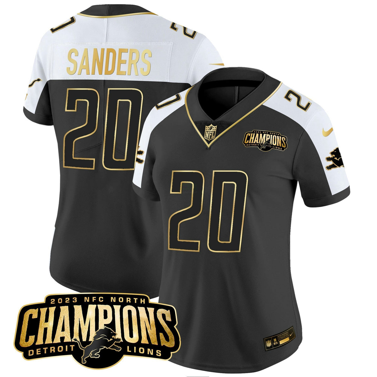 NFL Women’s Detroit 2023 NFC North Champions Patch Gold Vapor Jersey