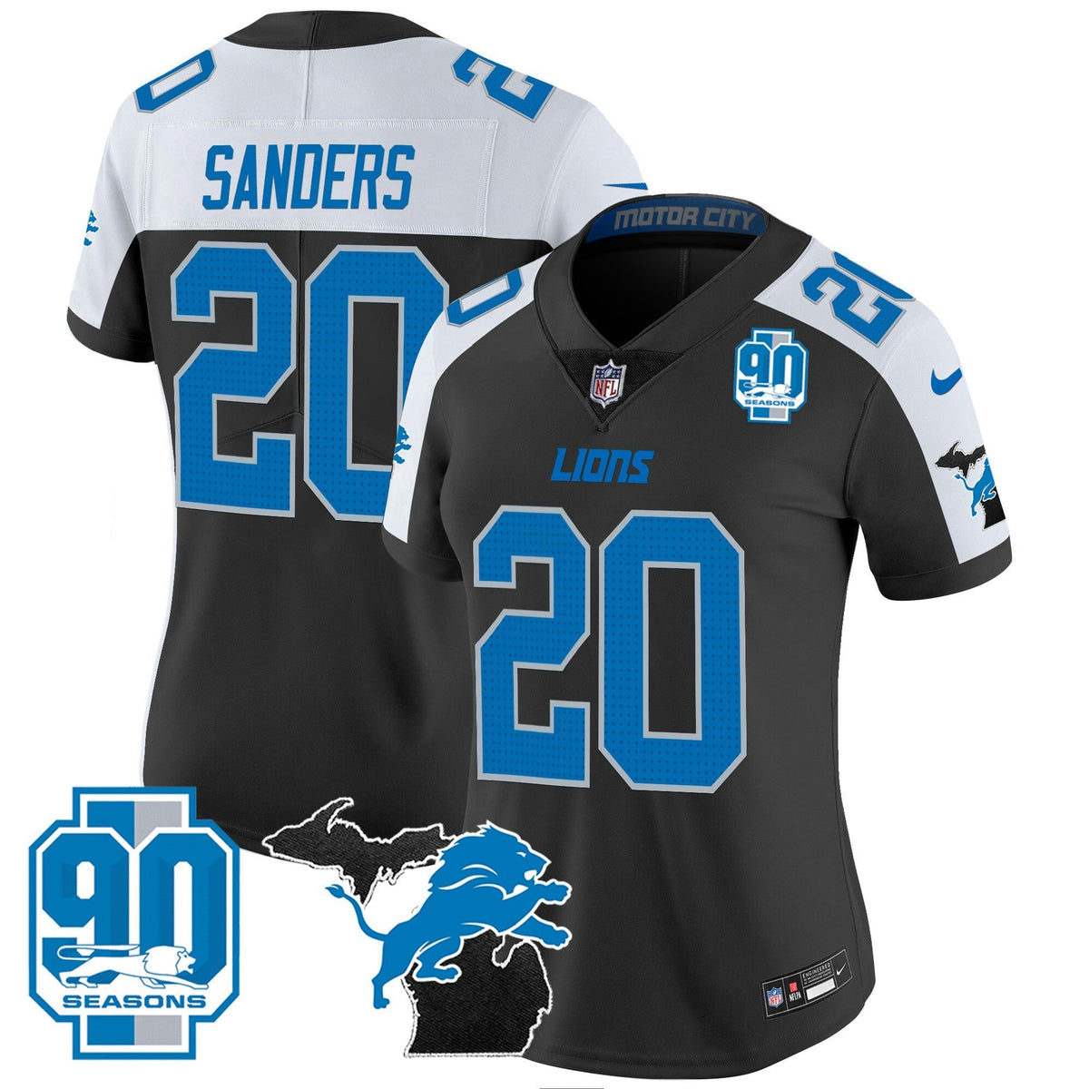 NFL Women’s Detroit 2024 Michigan & 90th Year Patch Vapor Jersey