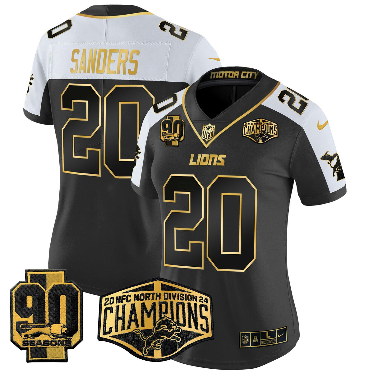 NFL Women’s Detroit 2024 NFC North Division Champions Patch Gold Vapor Limited Jersey