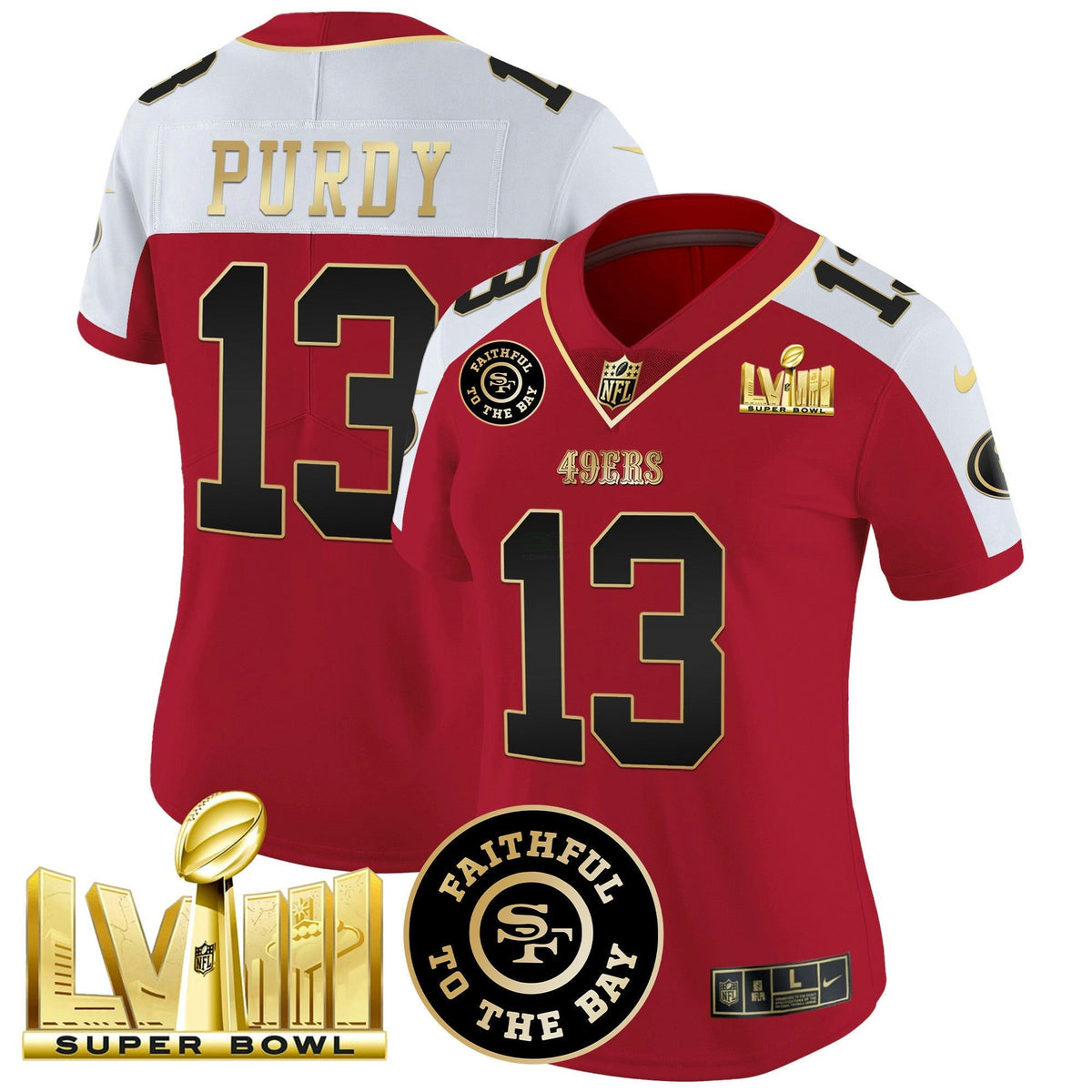 NFL Women’s Faithful & Super Bowl LVIII Gold Patch Vapor Jersey