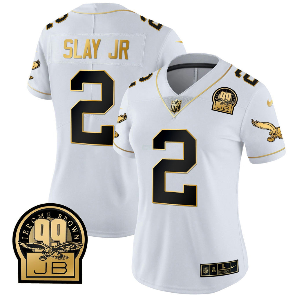 NFL Women’s Jerome Brown Retired Patch Gold & Kelly Jersey