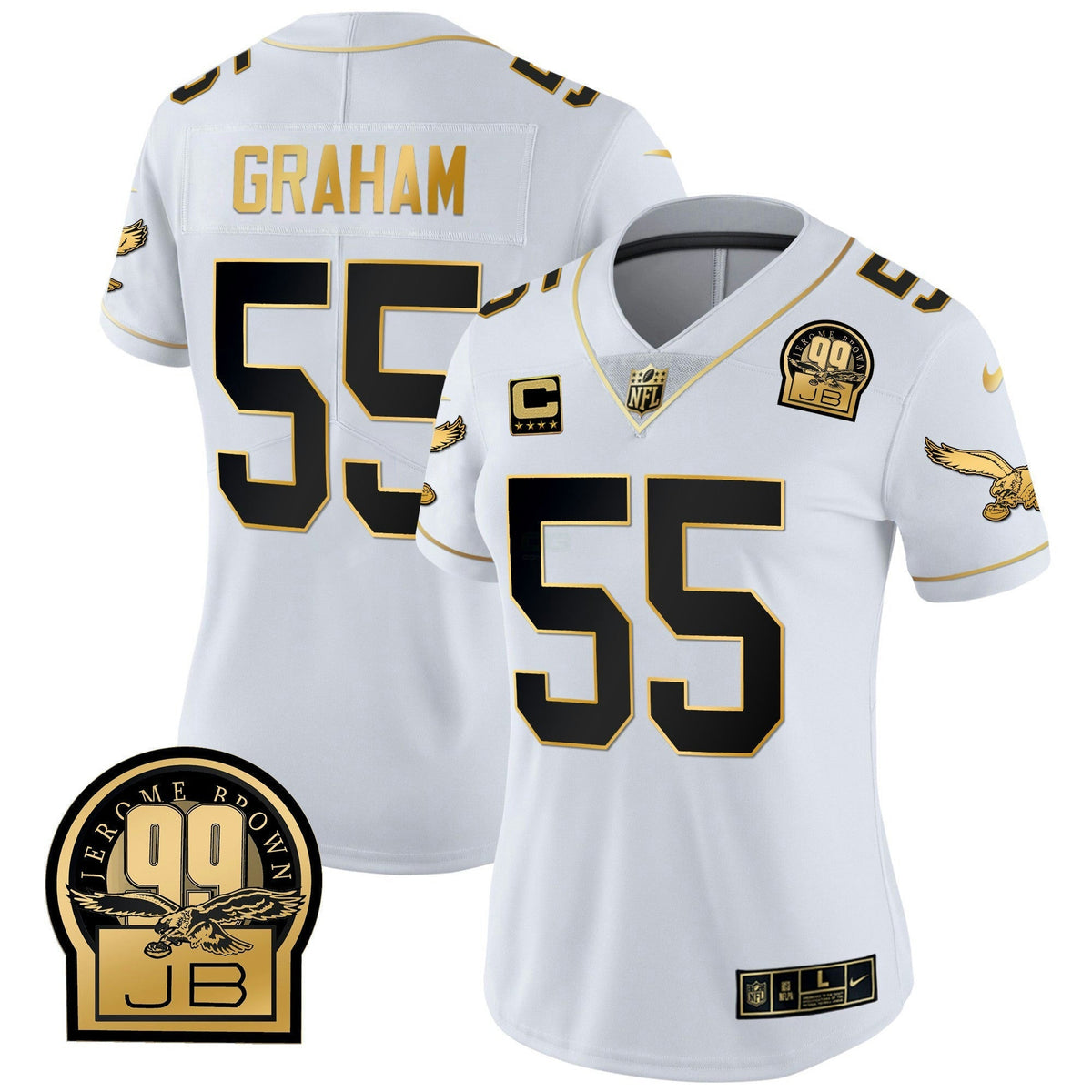 NFL Women’s Jerome Brown Retired Patch Gold & Kelly Jersey