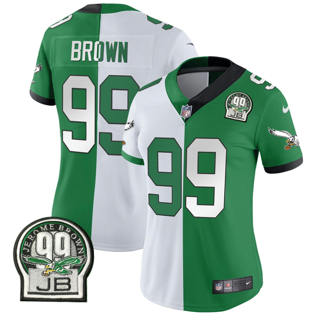 NFL Women’s Jerome Brown Retired Patch Gold & Kelly Jersey