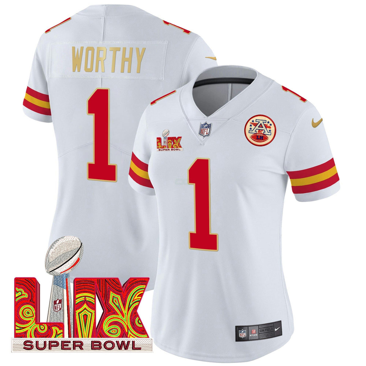 NFL Women’s Super Bowl LIX Patch Gold Trim Vapor Limited Jersey