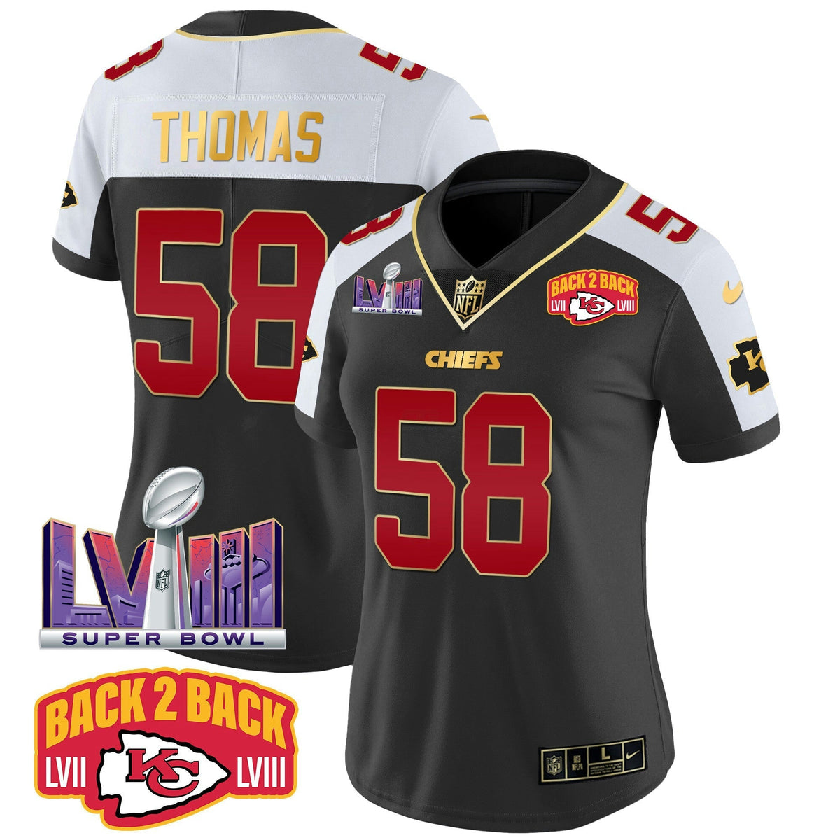 NFL Women’s Super Bowl LVIII & Back 2 Back Patch Vapor Jersey