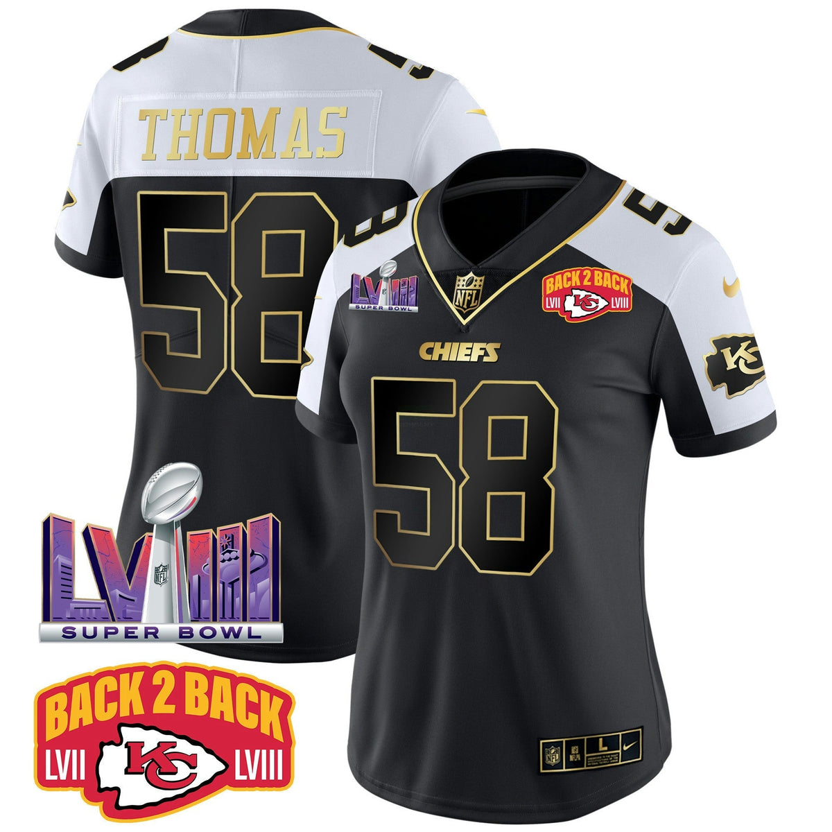 NFL Women’s Super Bowl LVIII & Back 2 Back Patch Vapor Jersey V2