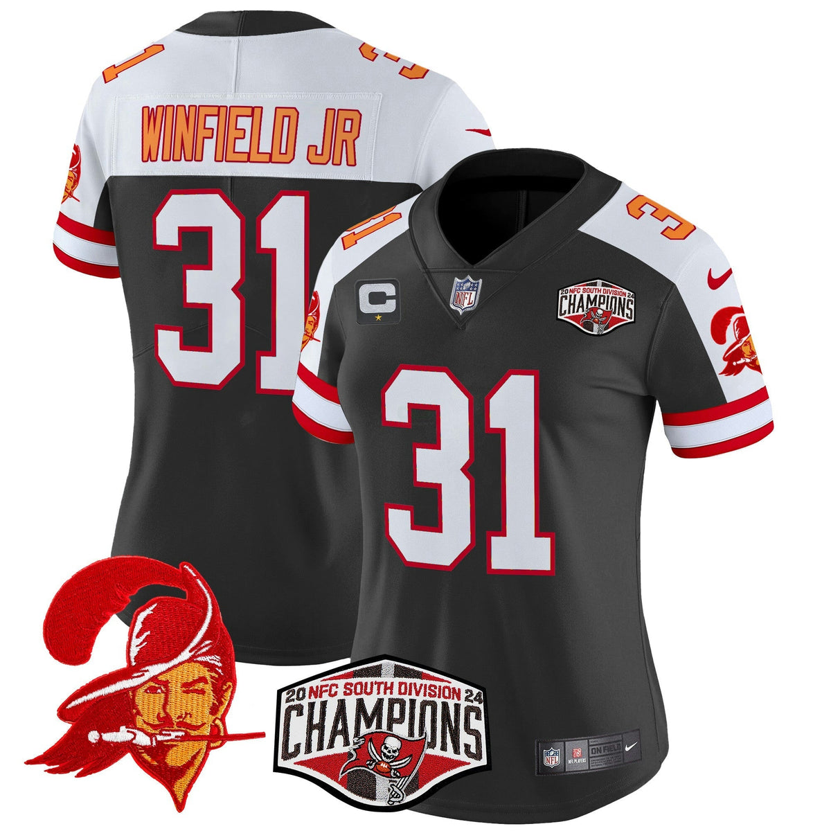 NFL Women’s Tampa Bay Creamsicle 2024 NFC South Division Champions Patch Vapor Limited Jersey
