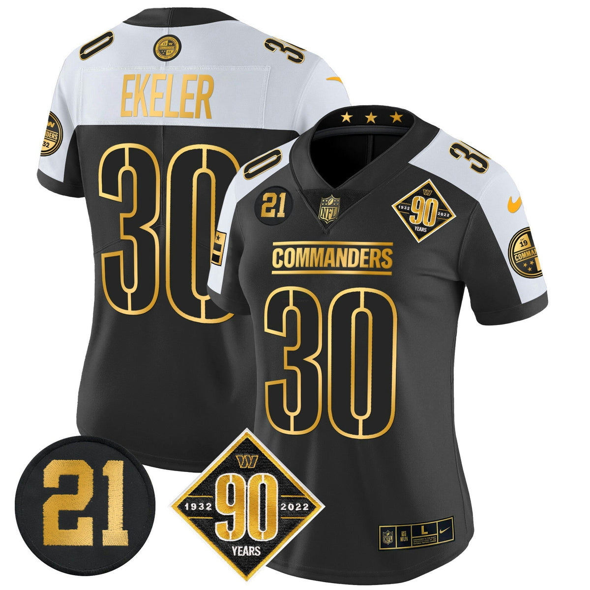 NFL Women’s Washington 90th & Sean Taylor Patch Gold Vapor Limited Jersey