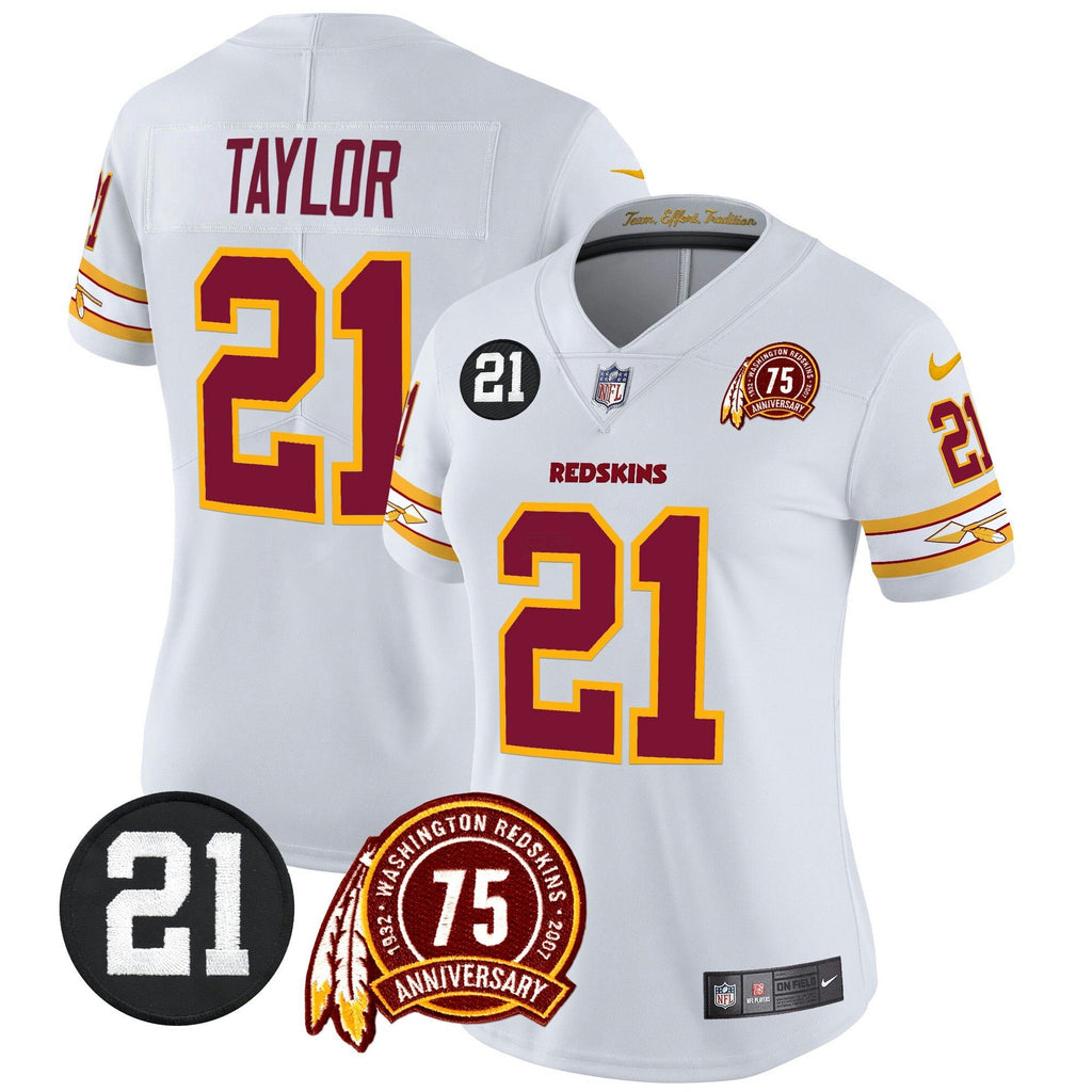 NFL Washington Commanders Women’s Washington Redskins 75th & Sean Taylor Patch Vapor Limited Jersey V2