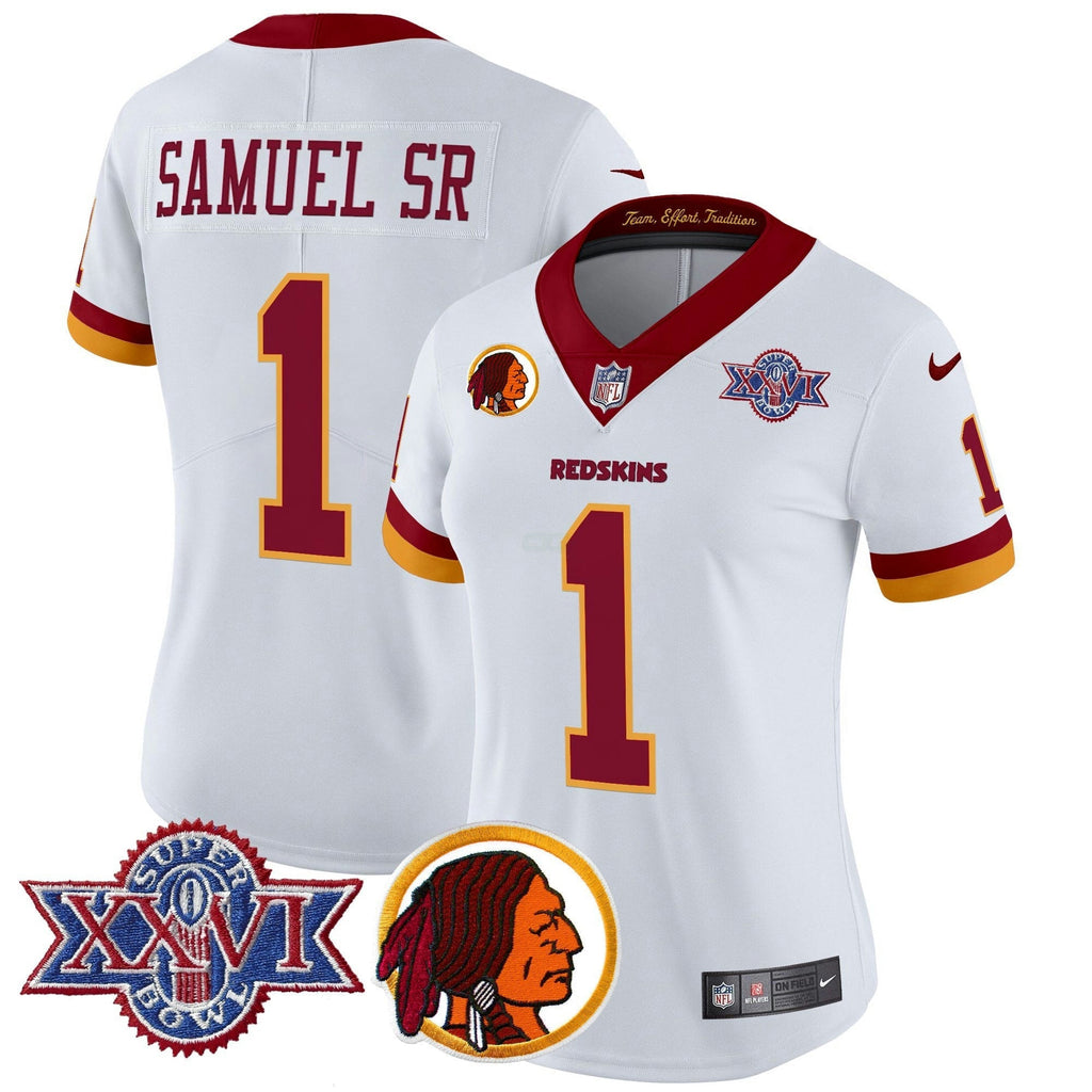 NFL Washington Commanders Women’s Washington Redskins Throwback 1992 Super Bowl XXVI Patch Vapor Limited Jersey V2