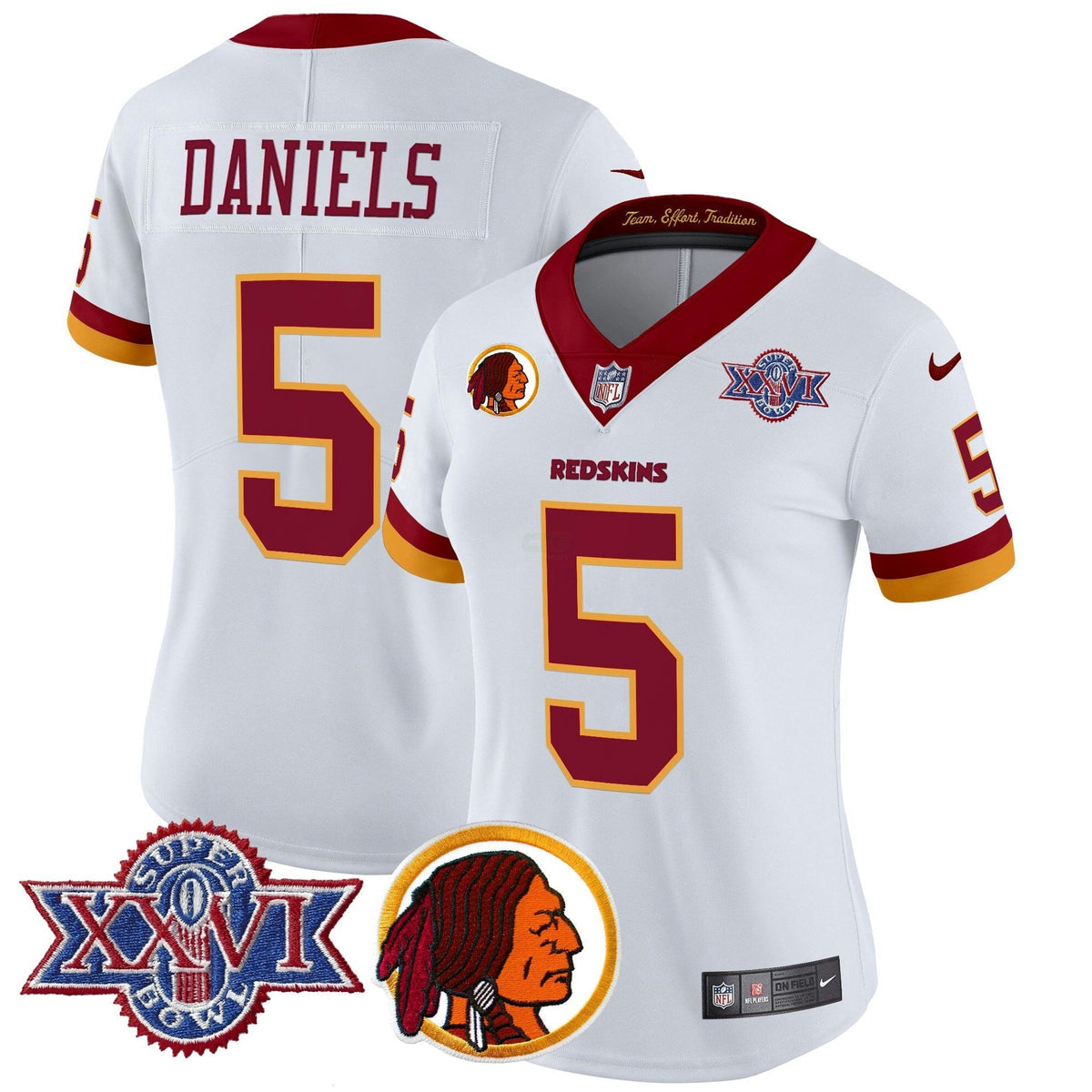 NFL Washington Commanders Women’s Washington Redskins Throwback 1992 Super Bowl XXVI Patch Vapor Limited Jersey V2
