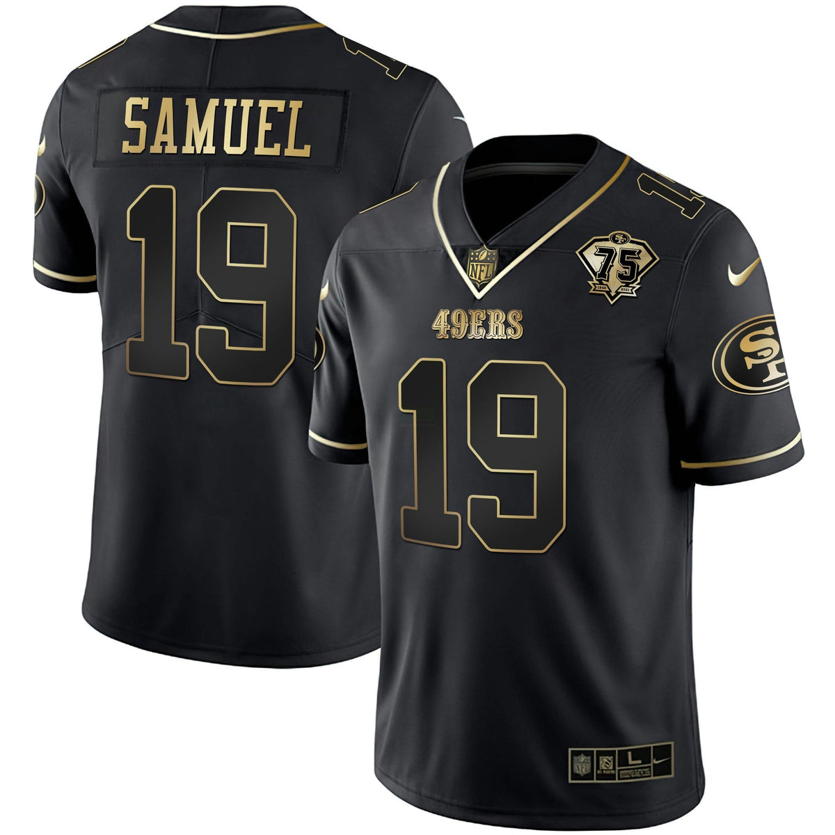Jersey NFL Youth’s 75th Anniversary Patch White Gold & Black Gold