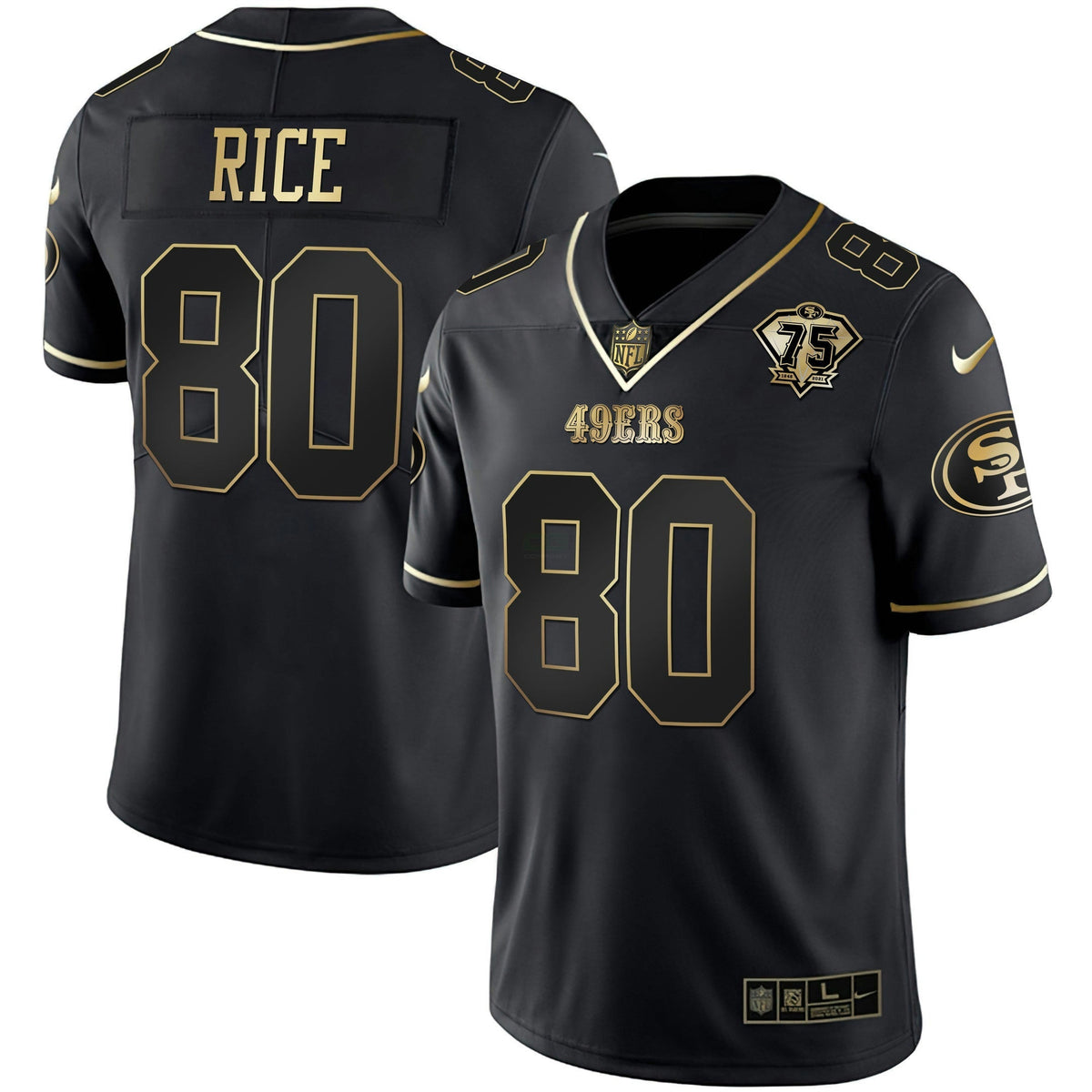 Jersey NFL Youth’s 75th Anniversary Patch White Gold & Black Gold